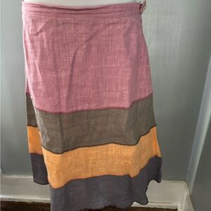 Harve Benard Vtg womens 14 linen midi skirt color block